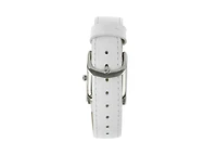 Peugeot Women's Tank Watch Roman Dial White Leather Strap