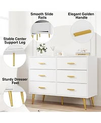 Gaomon Dresser With 6 Drawers for Bedroom Storage Drawers Chest of Drawers