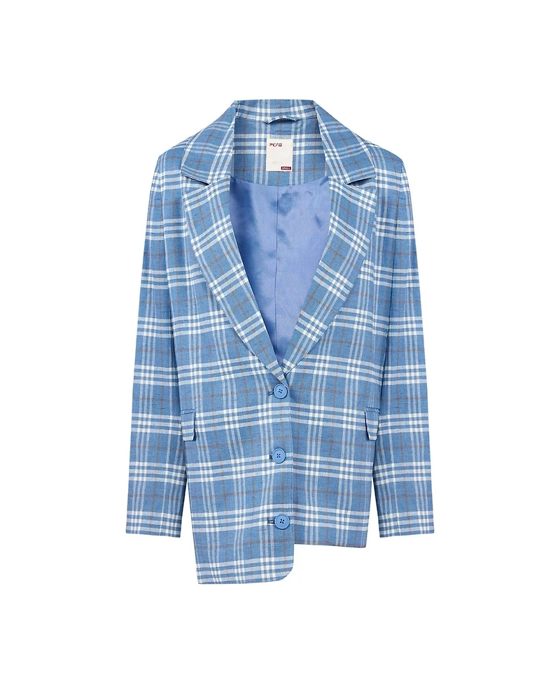 Pcfg Women's Linen-Blend Checked Free Heaven Blazer