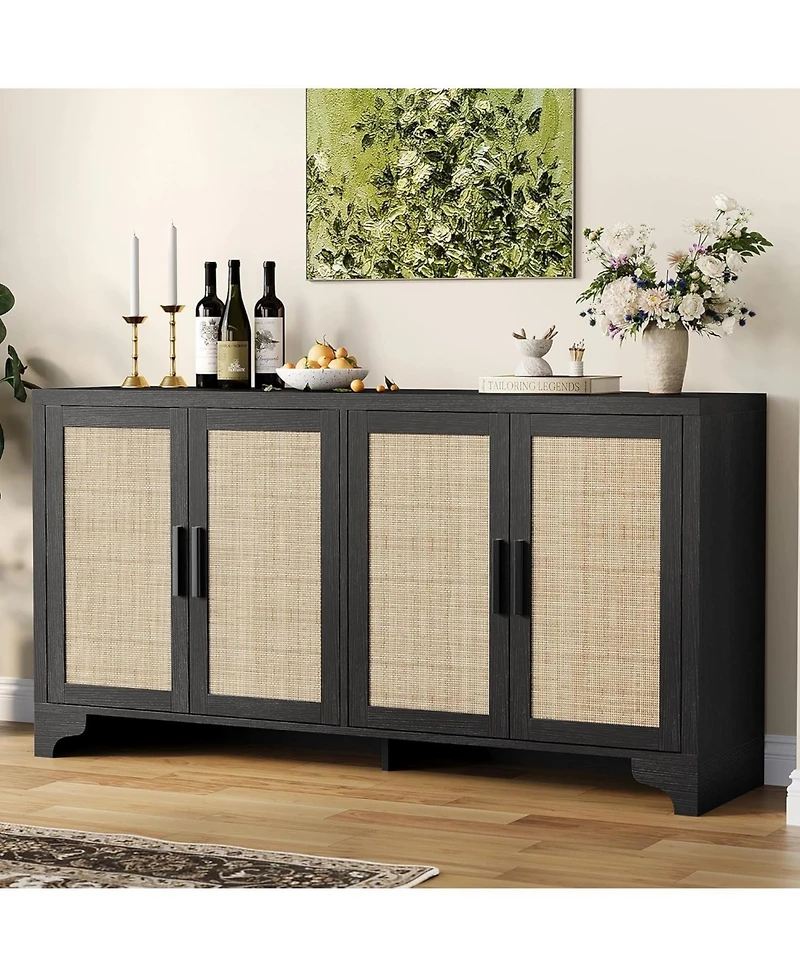 Gaomon 4-Door Boho Sideboard Buffet Cabinet