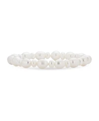 Bling Jewelry Set of 2 Stackable Baroque Irregular Shape White Freshwater Cultured Pearl Strand Stretch Bracelet Adjustable