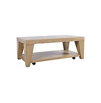 Jofran Modern Contemporary 50" Coffee Table with Storage Shelf and Hidden Casters