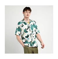 Campus Sutra Men's Emerald Green Oversized Swirl Strokes Shirt