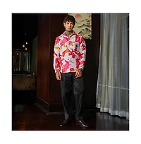 Campus Sutra Men's Cream White & Scarlet Red Floral-Tactile Relaxed Shirt