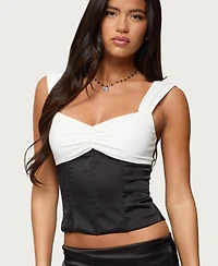 Edikted Women's Leandre Contrast Satin Effect Boned Top