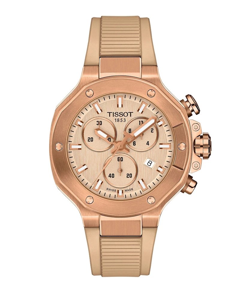Tissot Unisex Rose Gold Silicone Bracelet Watch, 38mm