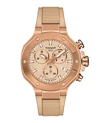 Tissot Unisex Rose Gold Silicone Bracelet Watch, 38mm