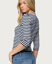 Edikted Women's Poppie Striped V Neck Top