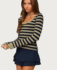 Edikted Women's Rainey Striped Long Sleeve Top
