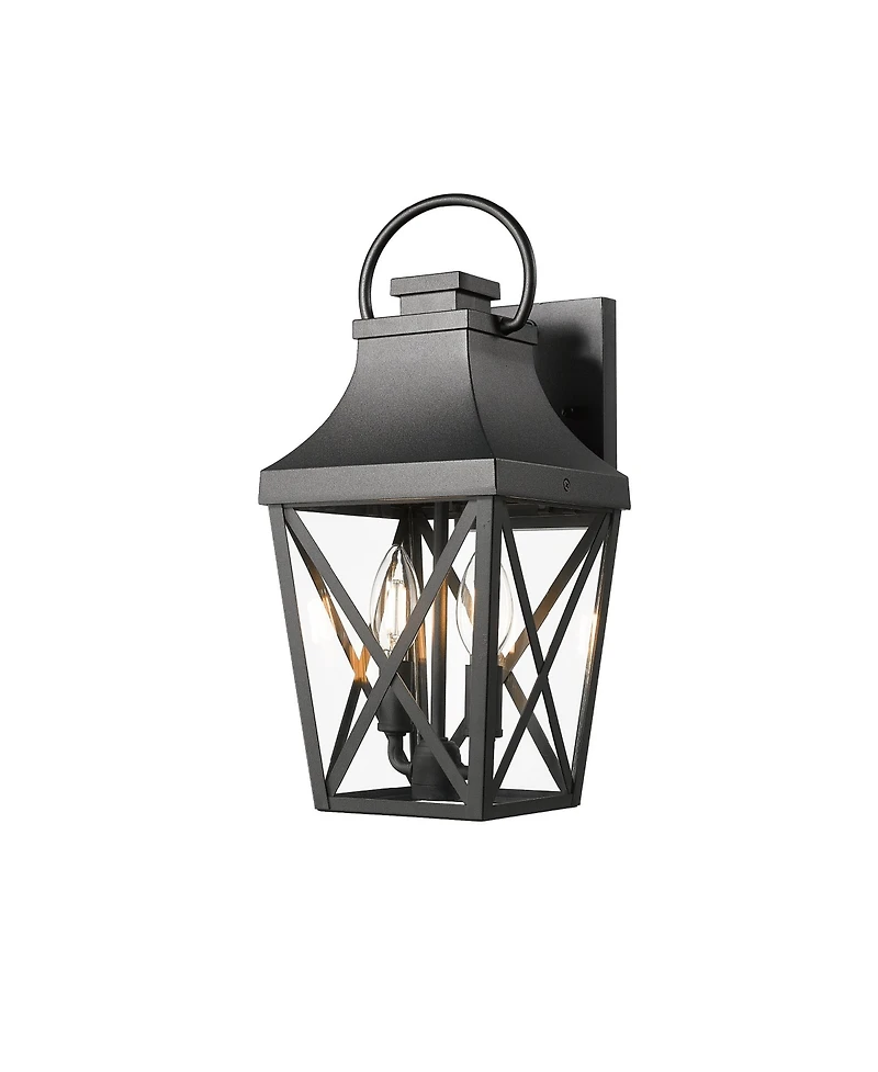 sumyeg Outdoor Wall Sconce 2-Pack in Matte Black with Clear Glass