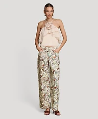 Avec Les Filles Women's Ruffle Halter Neck Top