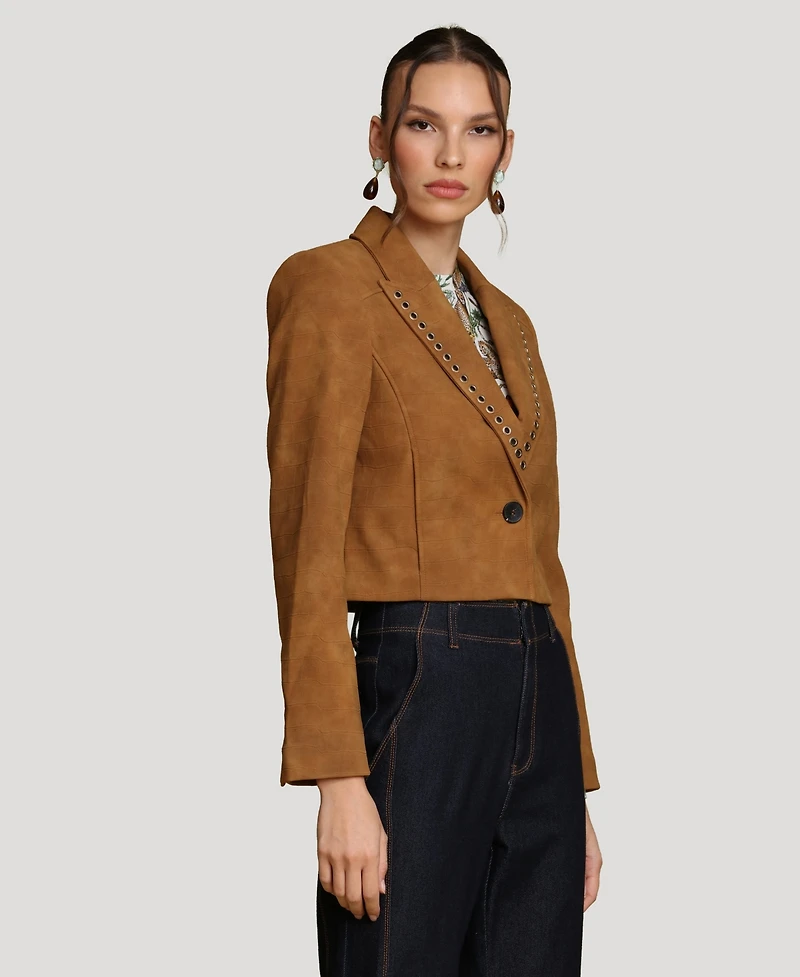 Avec Les Filles Women's Cropped Spread Collar Blazer