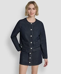 Dkny Jeans Women's Crewneck Denim Jacket