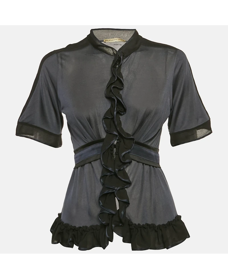 Pre-Owned Balenciaga Women's Silk Jersey Ruffled Top