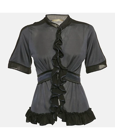 Pre-Owned Balenciaga Women's Silk Jersey Ruffled Top