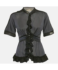 Pre-Owned Balenciaga Women's Silk Jersey Ruffled Top