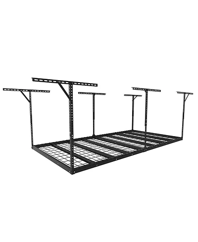 Fleximounts Max Series 48 in. W x 96 in. D x 24 - 40 in. H Black Heavy Duty Ceiling Mounted Overhead Garage Storage Rack-GR48BMAX-e