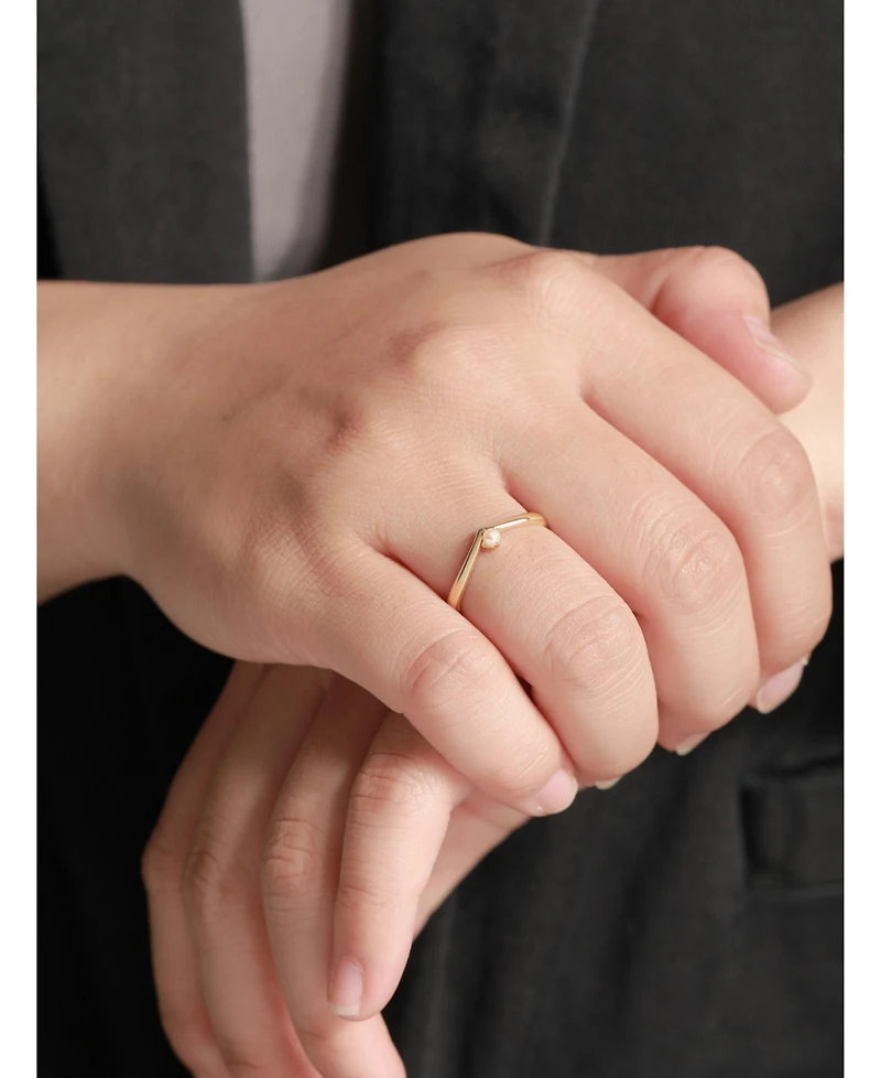 Devata Freshwater Pearl Wishbone Ring in 14K Gold, Size 8, approx. 1.4 grams.