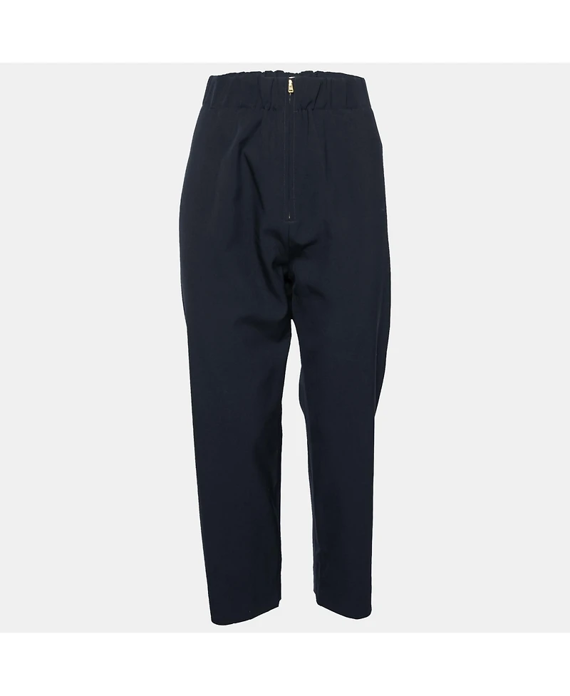 Pre-Owned Marni Women's Navy Blue Crepe Tapered Pants