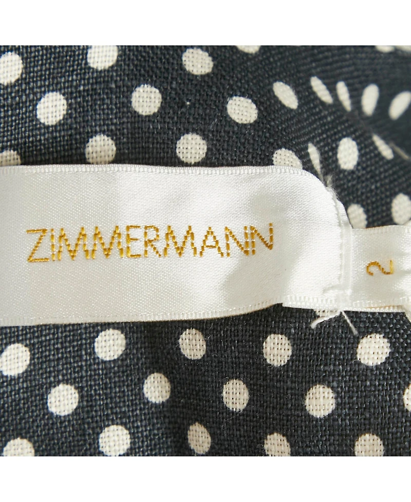 Pre-Owned Zimmermann Women's Polka Dots Linen Painted Heart Cascade Top