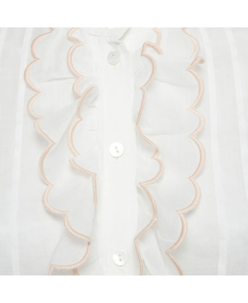 Pre-Owned Zimmermann Women's Ramie Scallop Frill Detail Jude Shirt