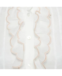 Pre-Owned Zimmermann Women's Ramie Scallop Frill Detail Jude Shirt