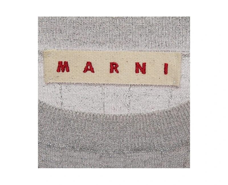 Pre-Owned Marni Women's Silver Lurex Knit Mock Neck Top