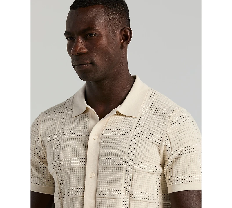 Perry Ellis Men's Open Stitch Jacquard Shirt