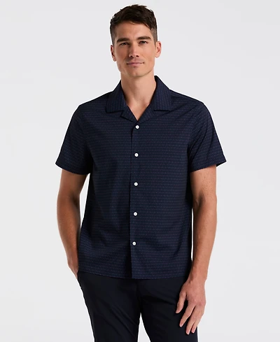 Perry Ellis Men's Hexagon Pop Print Camp-Collar Shirt