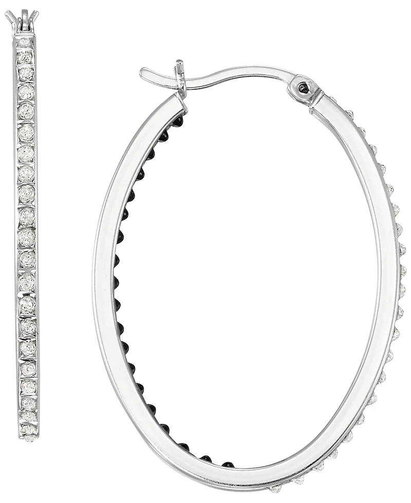Macy's Diamond Accent Hoop Earrings (0.01 ct. t.w.) in Sterling Silver