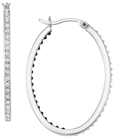 Macy's Diamond Accent Hoop Earrings (0.01 ct. t.w.) in Sterling Silver