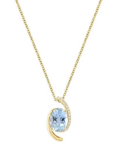 Effy Collection Aquamarine (1-1/2 ct. t.w.) and Diamond Necklace (1/20 ct. t.w.) in 14k Yellow Gold