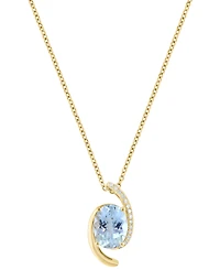 Effy Collection Aquamarine (1-1/2 ct. t.w.) and Diamond Necklace (1/20 ct. t.w.) in 14k Yellow Gold