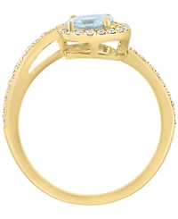 Effy Collection Aquamarine (5/8 ct. t.w.) and Diamond Ring (1/5 ct. t.w.) in 14K Yellow Gold