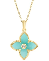 Effy Collection White Topaz (0.03 ct. t.w) and Amazonite Pendant Necklace (3-1/3 ct. t.w.) in Yellow Gold Over Silver