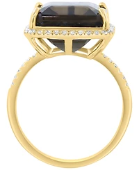 Effy Collection Smoky Quartz (9 ct. t.w.) and Diamond Ring (1/4 ct. t.w.) in 14k Yellow Gold
