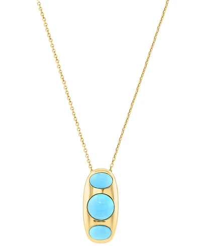 Effy Collection Turquoise Pendant Necklace in Yellow Gold Over Silver