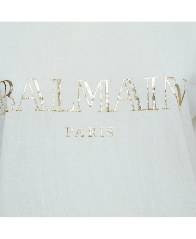 Pre-Owned Balmain Women's White Logo Print Distressed Cotton Button Detailed Tank Top
