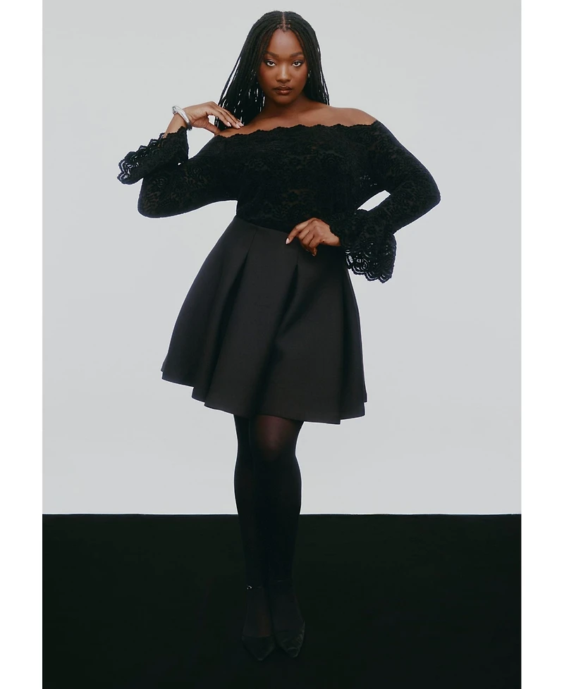 Eloquii Women's Plus Flouncy Pleated Mini Skirt