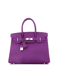 Pre-Owned HERMES Birkin 30 Handbag Purple Epsom with Palladium Hardware
