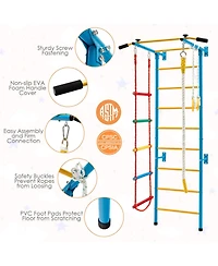 Skonyon 7 In 1 Kids Indoor Gym Playground Swedish Wall Ladder for Solid Wall-Yellow
