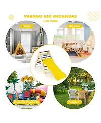 Skonyon 3-in-1 Wooden Climbing Triangle Set Triangle Climber with Ramp-Multicolor