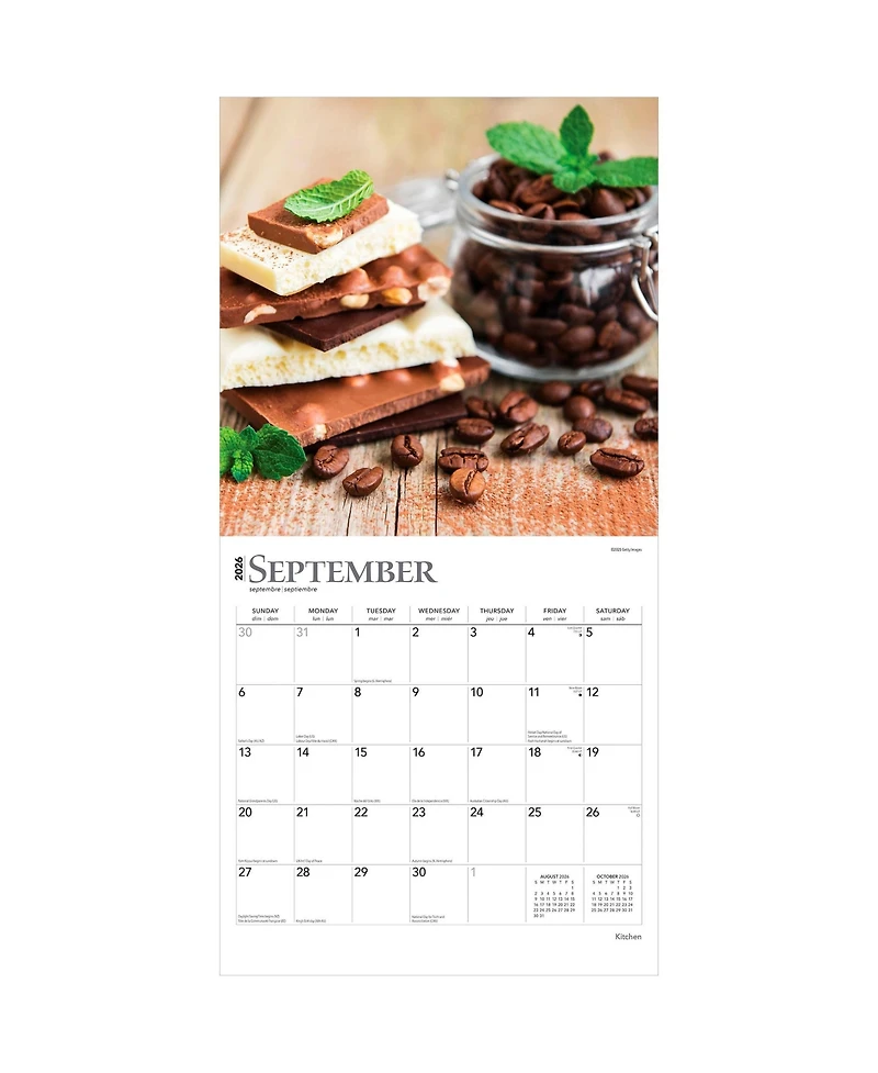 BrownTrout Kitchen | 2026 12 x 24 Inch (Hanging) Monthly Square Wall Calendar | Plastic-Free