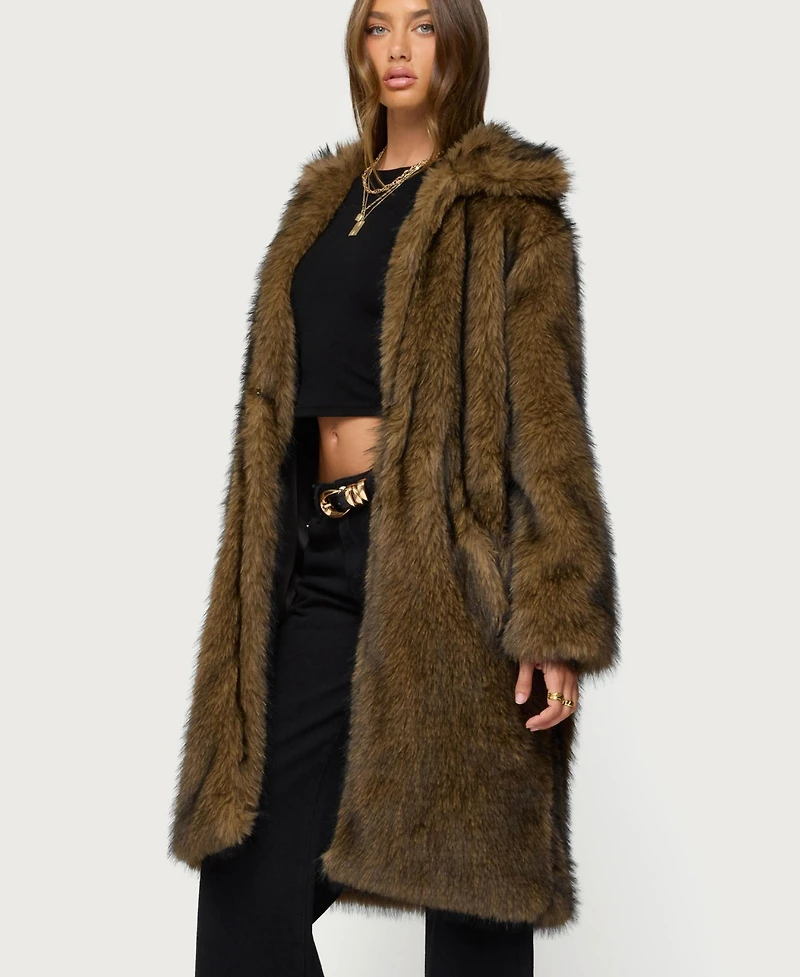 Edikted Women's Saphira Oversized Faux Fur Maxi Coat