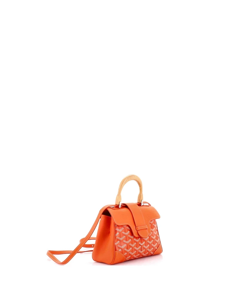 Pre-Owned Goyard Mini Saigon Top Handle Bag Coated Canvas with Leather