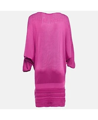 Pre-Owned Roberto Cavalli Women's Pink Pointelle Knit Dolman Sleeve Mini Dress