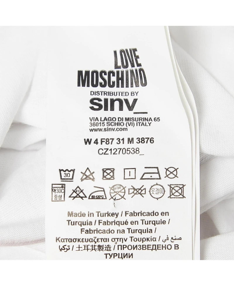 Pre-Owned Love Moschino Women's White Metallic Print Jersey T-Shirt
