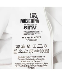 Pre-Owned Love Moschino Women's White Metallic Print Jersey T-Shirt