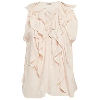 Pre-Owned Zadig & Voltaire Women's Floral Jacquard Ruffled Time Lace-Up Top