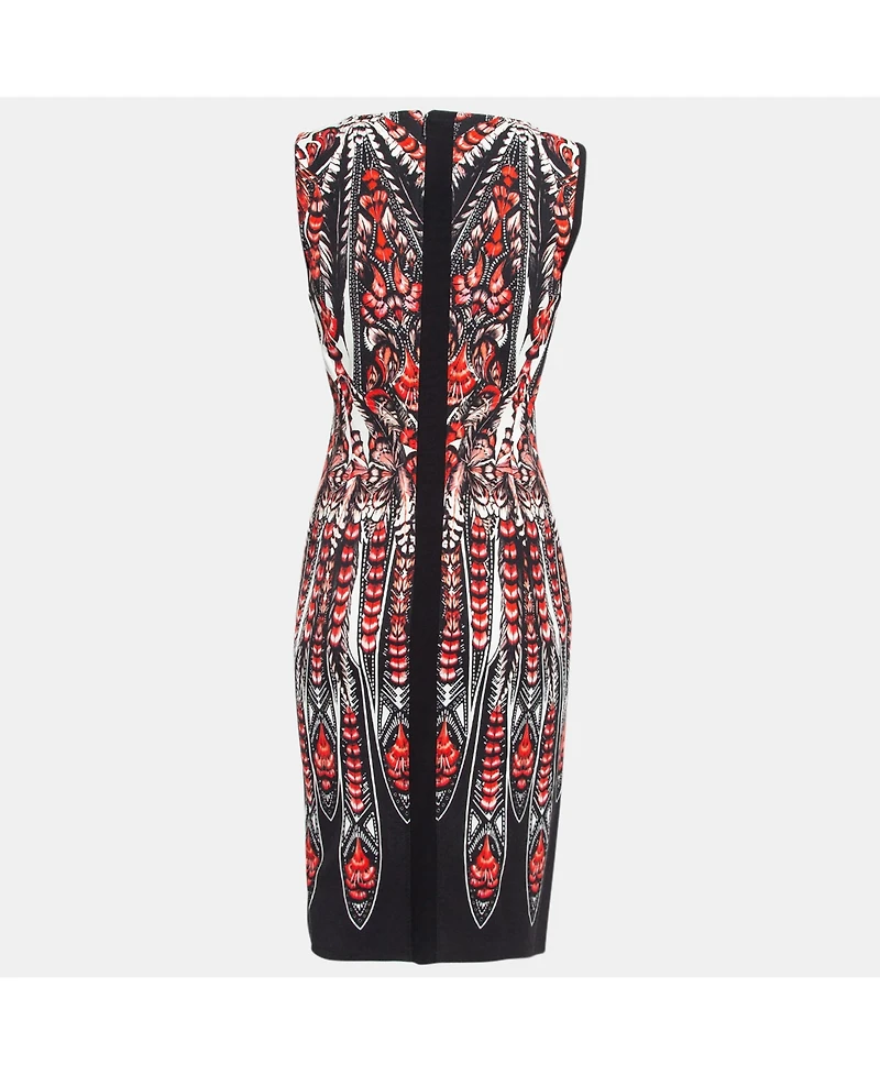 Pre-Owned Roberto Cavalli Women's Black/red Printed Stretch Crepe Short Dress